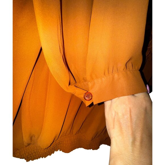 Mustard‎ Yellow Plus Size 2X Ruffle Boho Blouse Polyester Peasant Top Casual - Picture 6 of 6